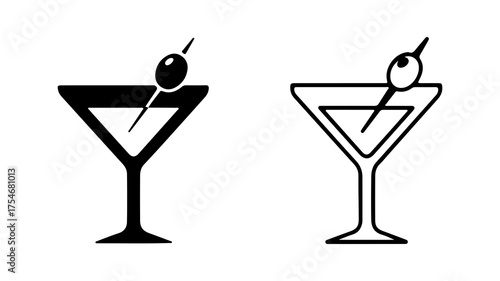 Martini glass with olive with transparent background