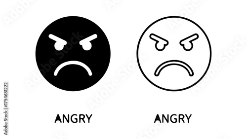 Angry face icons with transparent background