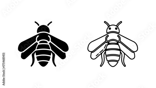 Bee icons with transparent background