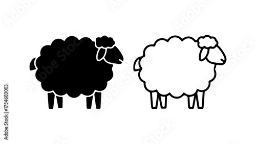 Black and white sheep with transparent background