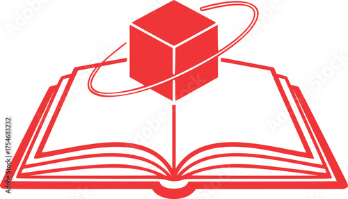 Red Education Learning Study Knowledge Science Cube Book Icon for Academic Resources