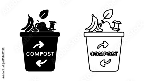 Compost bin with food waste with transparent background