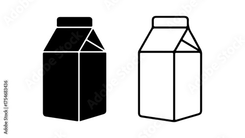 Milk carton icons with transparent background