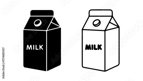 Milk carton icons with transparent background