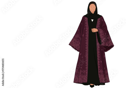 Traditional Islamic Abaya with Intricate Embroidery Design AA138