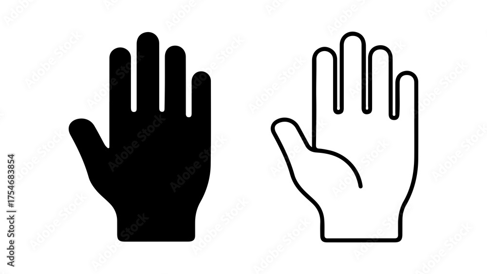Obraz premium Hand icons with outline and solid fill with transparent background