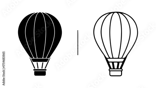 Hot air balloon icon with transparent background