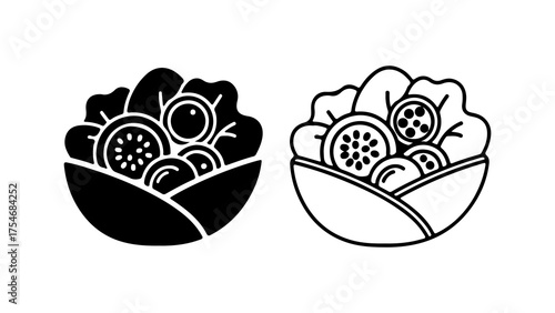 Salad bowl outline with transparent background