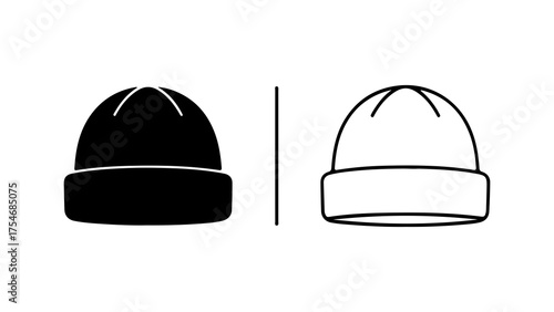 Winter beanies outline with transparent background