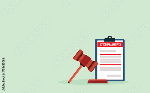 Bankruptcy legal law document process company insolvency during crisis recession picture of gavel judge