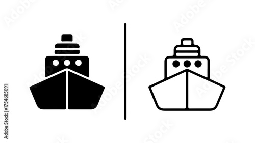 Ship icons with outline and solid fill with transparent background