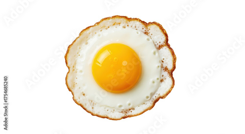Single fresh fried egg sunny side up isolated for breakfast and food commercial design isolated PNG with Transparent Background