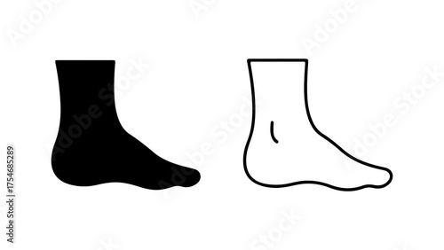 Foot outline with solid foot with transparent background