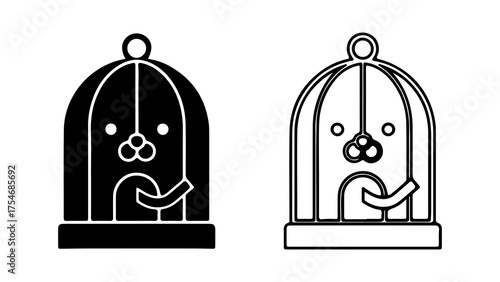 Dog cage outline with transparent background