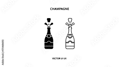 Champagne bottle popping with transparent background