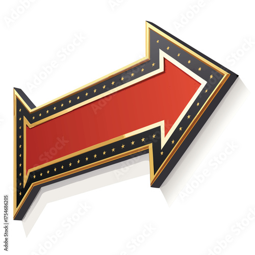 An illuminated arrow sign pointing right with a red center.