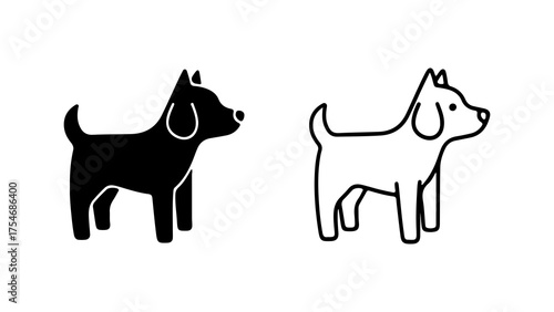 Dog icons with outline and solid fill with transparent background