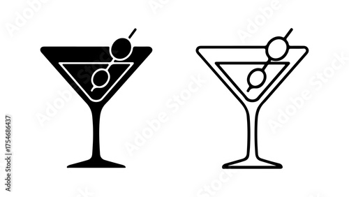 Martini glass with olive and transparent background