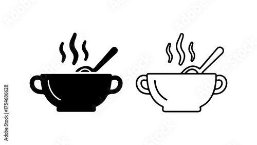 Bowl of soup with steam with transparent background