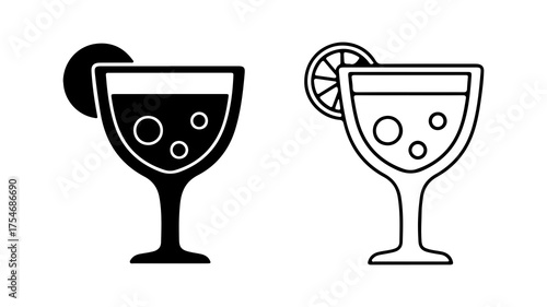 Cocktail glasses with citrus fruit with transparent background