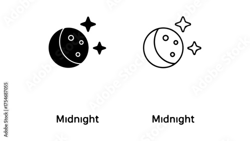 Midnight icons with stars and transparent background