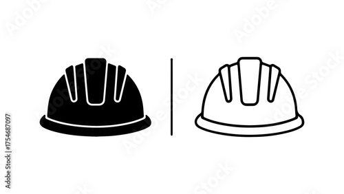 Construction helmets black and white with transparent background