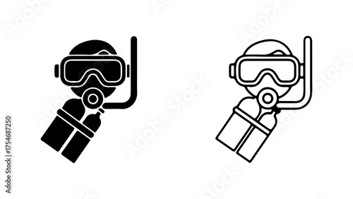 Scuba diver icon with transparent background
