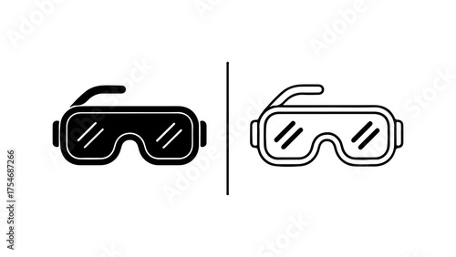 Virtual reality goggles outline with transparent background
