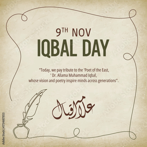 Iqbal day, 9th november. Allama iqbal national poet of Pakistan