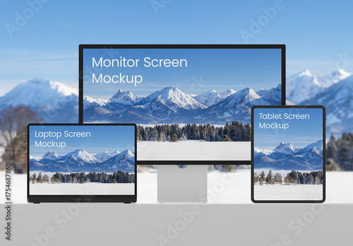 Device Screen Mockup for Monitor Laptop and Tablet