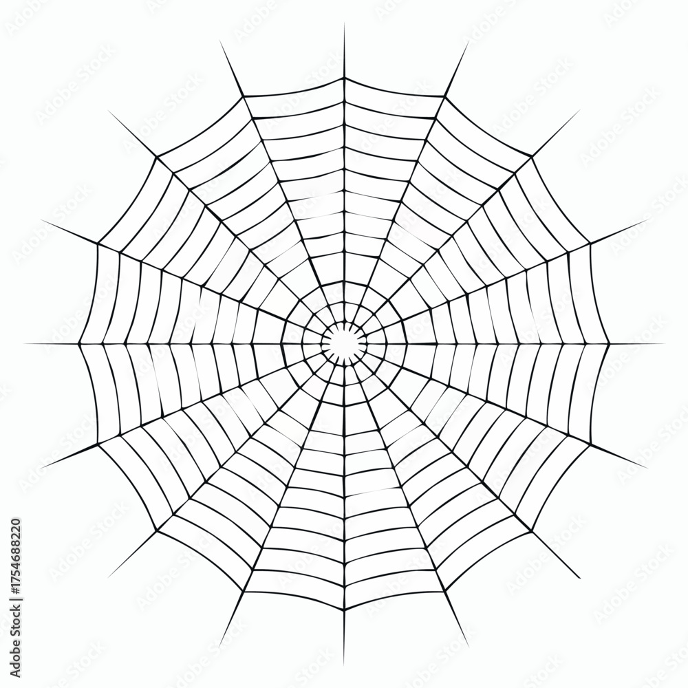 Obraz premium Symmetrical flat icon of a spider web for seasonal UI and graphics