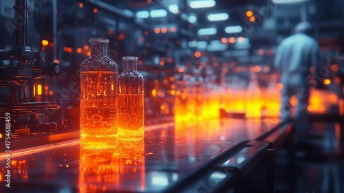 Molten Glass Production - A Glimpse into Industrial Manufacturing Processes.