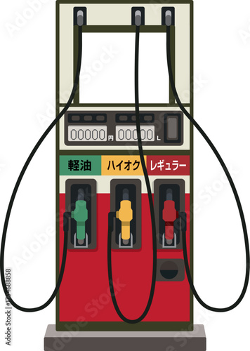 ガソリンスタンドの給油機のイラスト（レギュラー・ハイオク・軽油対応）