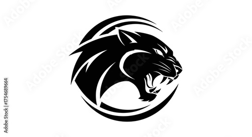 Black panther head in a circle illustration
