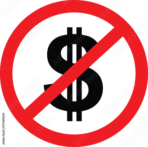Prohibition sign no money dollar symbol vector illustration eps scalable icon