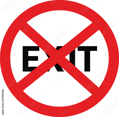 No exit sign prohibition vector icon symbol for no entry or forbidden directions