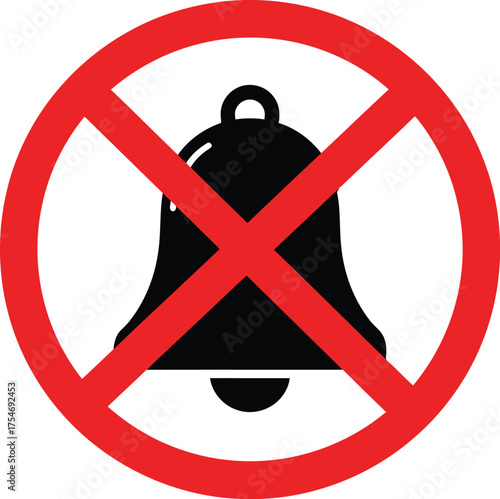 No ringing bell prohibition sign vector illustration scalable eps icon symbol