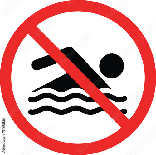 No swimming prohibition sign vector graphic scalable eps icon for safety and warnings