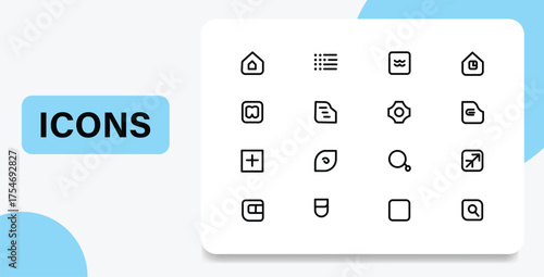 Minimal Line Icon Set – UI & Web Interface vector Collection