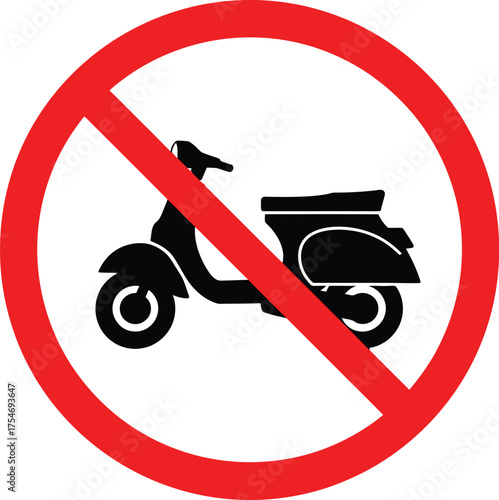 No motor scooter symbol vector illustration prohibiting entry scalable eps icon