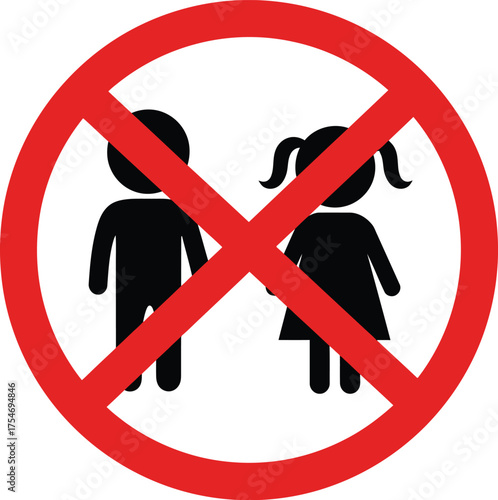 Vector prohibition sign illustration no children allowed graphic isolated scalable eps icon
