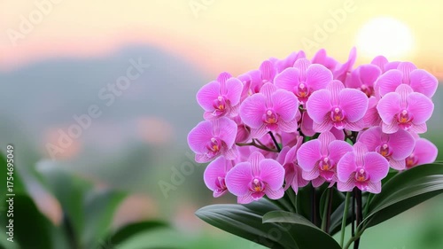 Vibrant Pink Orchid Flowers Blooming in Nature