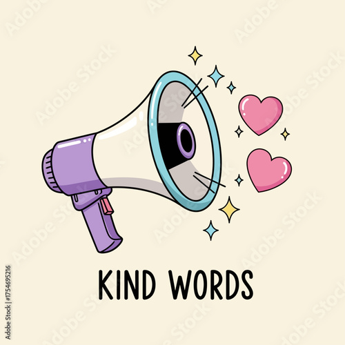 Spreading positivity and kind messages with a cute retro megaphone illustration, a symbol of love and support for positive communication