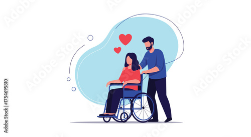 Caring for a loved one in a wheelchair demonstrates compassion and support.