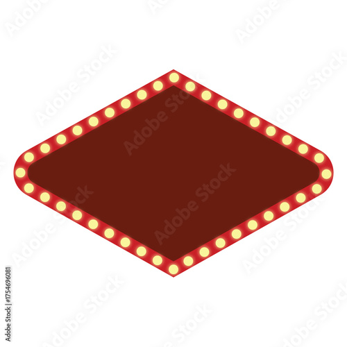 Retro diamond sign with light bulbs vintage illuminated frame for text, advertising, promotion, sale, and discount message