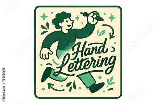 Vibrant Card Design. Creative card design. A glowing character combining hand lettering with abstract