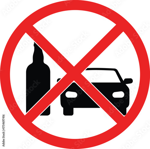 No drinking and driving vector icon prohibition sign scalable eps illustration