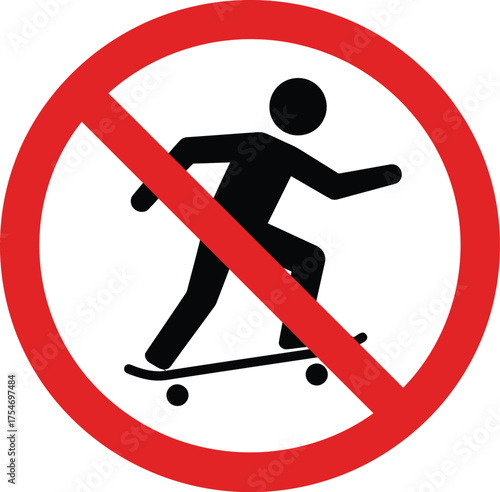 No skateboarding vector icon prohibition sign scalable eps illustration