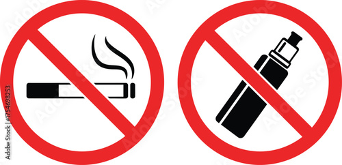 No smoking no vaping prohibition signs vector illustration icon eps scalable