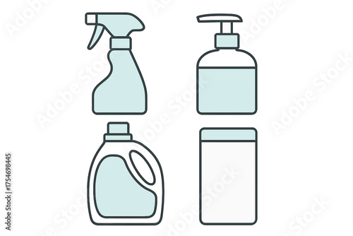 Household cleaning product containers and bottles for hygiene and sanitation supplies